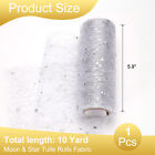 Moon   Star Tulle Rolls Fabric  6  X 10 Yard Nylon Tulle Ribbon  Silver