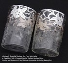 Pair Of Antique Sterling Silver Overlay   Etched 8oz Mint Julep Cups Or Tumblers