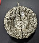 Vintage Ornate Silver Plate Footed Centerpiece Bowl With Handle  Some Corrosion 