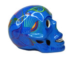 Sugar Skull Day Of The Dead Mexican Folk Art 6  Blue Clay Pottery Ceramic New