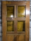 Antique Solid Oak Wood Exterior Door  church school House   w Yellow Glass 34x84