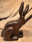 Vintage Hand Carved Wood Easter Bunny Rabbit Folk Art Country Rustic Primitive