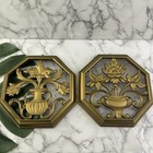 Syroco Vintage 60s Four Season Octagonal Wall Decor Floral Gold Mid Century