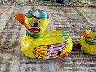 Vintage Wind-up Duck Family Tin Litho Toy Ducklings Action W key Works China