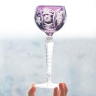 Edo Kiriko Bohemian cezch Goblet Hand Cut To Purple 6 5oz Gift Pack Stemware