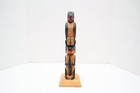Vtg Northwest Coast Native American Hand Carved Wood Totem Pole 13  Signed