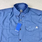 Huk Tide Point Shirt Mens Xl Blue Short Sleeve Outdoor Fishing Activewear