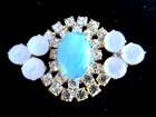 Stunning  Czech Vintage Style Glass Rhinestone Button   Crystal   Frost W c Blue