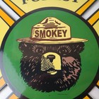 Vintage Forest Service Sign - Smokey The Bear Porcelain Gas Station Pump Sign