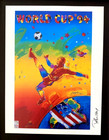Peter Max World Cup Usa 94 Soccer Print Signed Framed Pop Contemporary Art