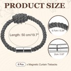6pcs Magnetic Curtain Tiebacks Elegant Weave Curtain Tie Backs Dark Grey