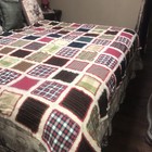 Vintage Plaid Wool Patchwork Crocheted Afghan Throw Blanket 69x 85 Large