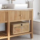 14 5  Rattan Decorative Basket Box With Glass Lids  Boho Rectangular Display Box