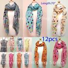 Lot Of 12 Women Fashion Mustache Chiffon Scarf Wrap Shawl Wholesale Gift Bundle 
