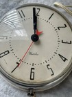Westclox Vintage Electric Kitchen Wall Clock 7 White W  Chrome Bevel Tested