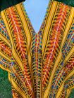 Fringed Gaban Poncho Woven Maya Pattern 6x2 75 Mexican Yellow Rainbow 1 Size P2