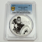 2019 Pcgs Ms70 - Tuvalu - 1 Oz Silver Marvel Captain America  1 Coin  52093a
