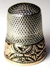 Antique Gold Band Sterling Silver Thimble  Chased    diamonds       smw    Mngm  C1900s