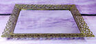 Gold Ormolu Hollywood Regency Mirror Vanity Vintage Dresser Perfume Tray 14 Inch