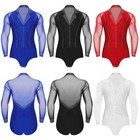Men s Rompers Stage Undershirt Solid Color Leotard Tango Bodysuit Competition