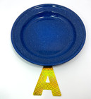 Enamelware Metal Blue White Speckle Dinner 10 5  Plates Rustic Camping Set Of 4
