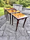 Vintage Solid Wood Mahogany Nesting Tables With Claw Feet Set Of 3  24x22x16   