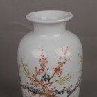 Chinese Old Porcelain Pink Flower And Bird Heralding Pattern Vase