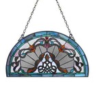 Stained Glass Window Panels Half Moon circle Handcrafted    Last One This Price