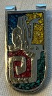 Vtg Mexican Alpaca Silver Multi Stone Chip Inlay Money Clip Southwest 2 1 4 