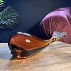 1970s Wedgwood England Topaz Amber Glass Whale Paperweight Figurine Ornament