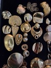 Wow  Vintage Jewelry Gold Tone Clip On Screw Back Huge Single Earrings Lot 80 