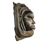 Tribal Wall Sculpture Mask Of Woman Unknown Tribe Or Peoples-late 20th Century