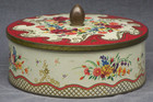 Vintage Daher Floral Decorative 6 1 2  Round Biscuit Tin W  Lid Made In England