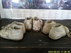 3 Pairs Vintage White Leather Lace Up Antique Baby Shoes