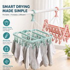 Foldable 32 Clip Clothes Hanger Sock Dryer Rack Laundry Drying Organizer