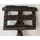 Antique Horse Grooming Curry Comb Brush Rusted Patina Green Wood Handle Barn