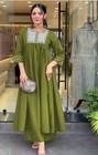 Viscose Rayon Embroidery Kurti Palazzo Set Indian Party Wear Ethnic Kurta Set