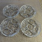 Vintage Glass Coasters  Anchor Hocking Star Design Brilliantly Cut 1980s