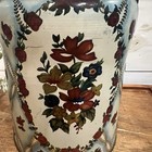 Vintage Made In England Metal Tin Box Container Round Floral Regal Crown