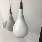 Vtg 1960 Mid Century Danish Modern Teak Denmark Tear Drop Frosted 3 Shade Light