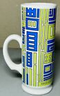 Vintage 1967 Holt Howard Ceramic Atomic Slender Blue Green White 6    Tall Mug