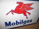Mobilgas Gasoline - Flying Red Horse - Giant Size Sign - Embossed Tin - Made Usa