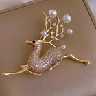 Luxury Reindeer Brooch Pin     Crystal Rhinestone Christmas Jewelry Gift For Women
