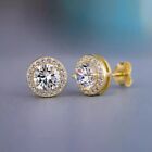 Gold  Silver Plated Stud Earrings With Cubic Zirconia Unisex  Women  Men