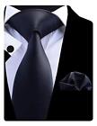 Solid Color Formal Necktie And Pocket Square Cufflinks Sets For Men   Gift Box
