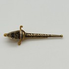 Vintage Sword Tie Bar Clip Damascene Gold Silver Black 2 5  Rapier Spanish