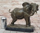 Cast Bronze Marble Sculpture Elephant Safari Statue Art Figure Figurine Animal 