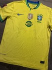 Nike Brazil Cbf 2022 Fifa World Cup Soccer Sz L Yellow Jersey Futbol Patches  24