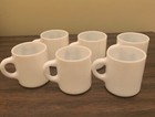 Fire King Anchor Hocking Milk Glass Mugs Horse Heads C Handle Set Of 6 Vintage
