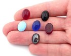 2 Pcs Glass 10x14mm Red Czech Oval Flat Back Cabochons Cab91